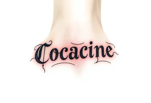 The word cocaine tattooed on foot tattoo idea