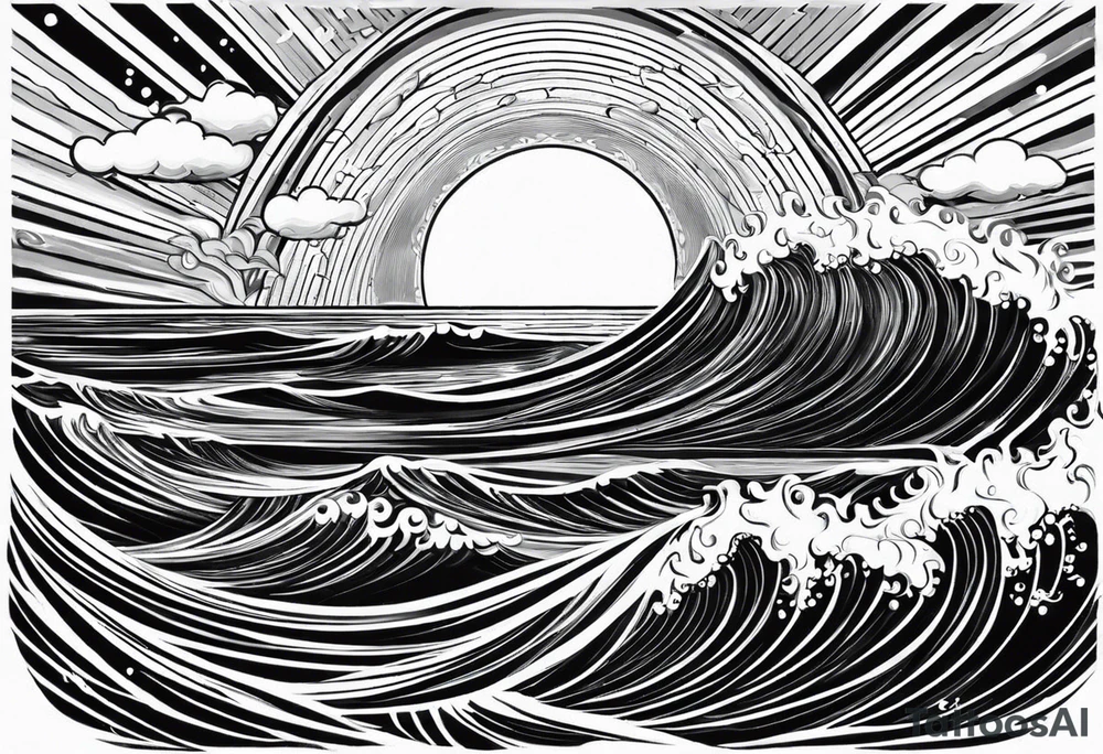 my sister's name Nėja and my mum's name Jūratė, I want to make a tattoo for them, do you have any ideas, I want to illustrate my sister as sun and my mum as ocean (wave or sea). My sister is very happy and always sunshine, my mum is strong and loves ocean tattoo idea