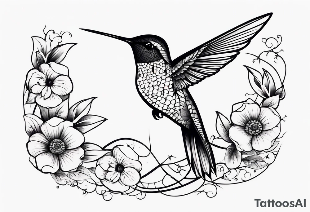 Hummingbird sleeve tattoo idea