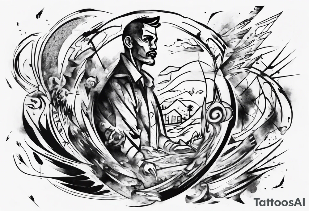 Man leaving his past behind him ready to take on the future tattoo idea