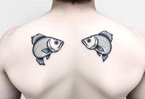Using the letter P in 
to create two fish swimming in opposite direction tattoo idea