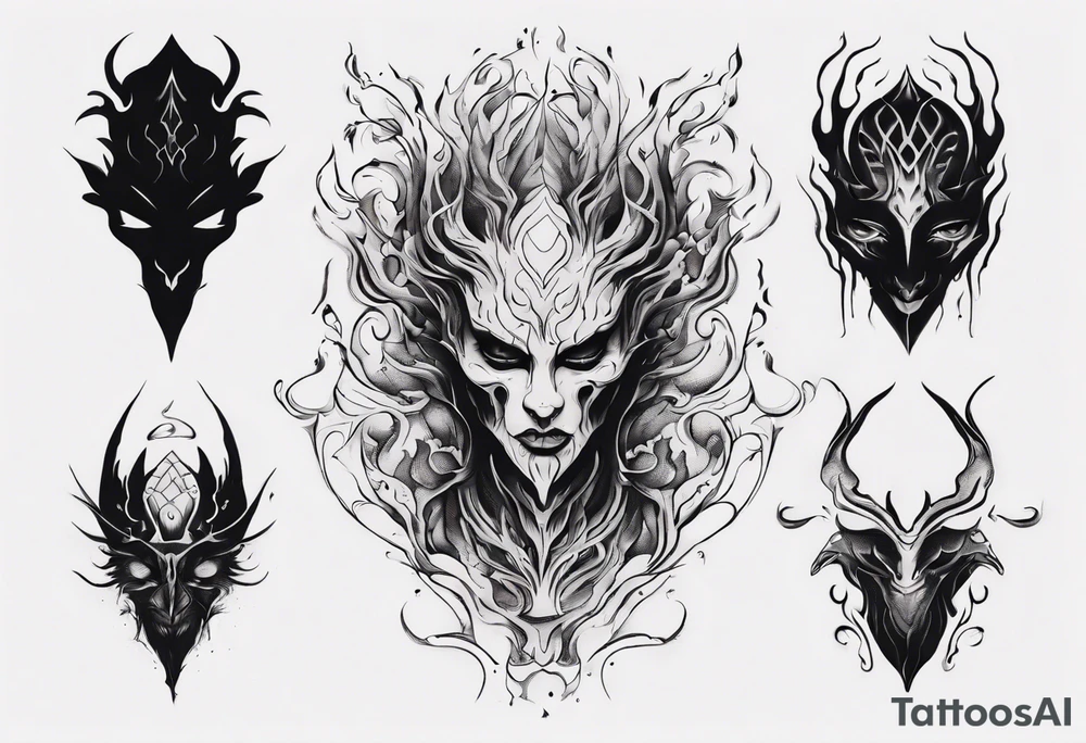 A black, shapless, faceless shadow creature tattoo idea
