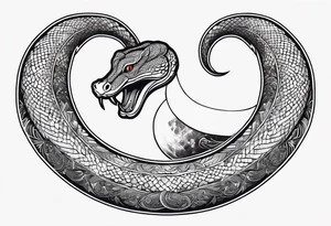 snake as a crescent moon tattoo idea