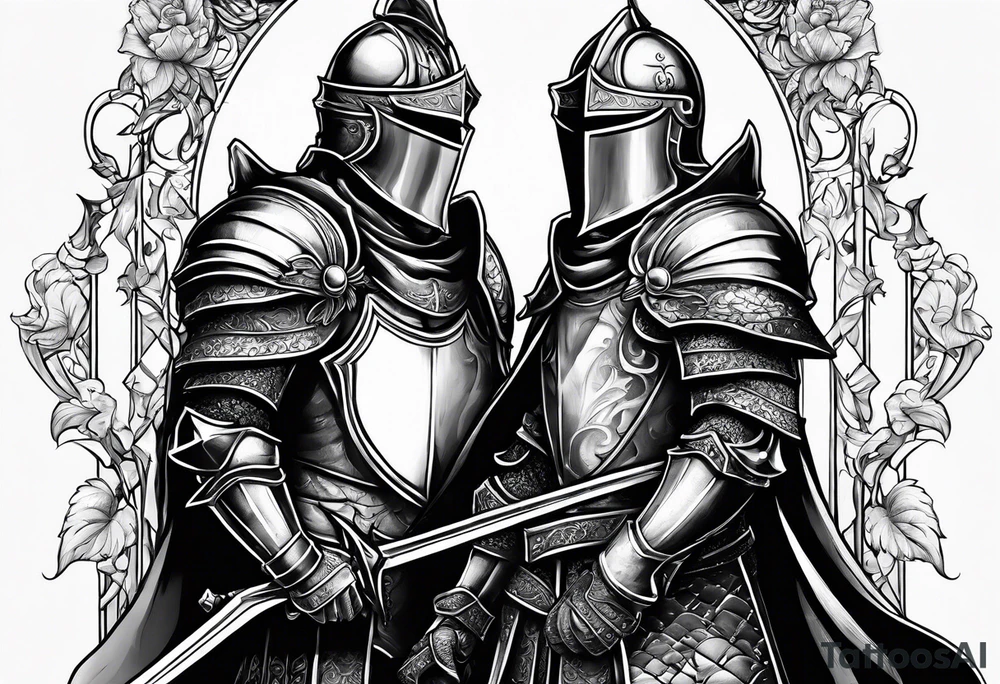 two male knights in love tattoo idea