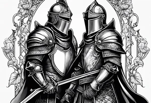 two male knights in love tattoo idea