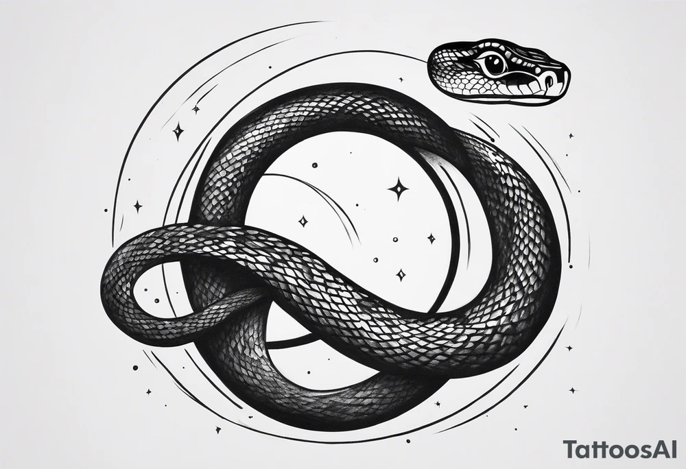 a snake cut i half coming out from black hole tattoo idea