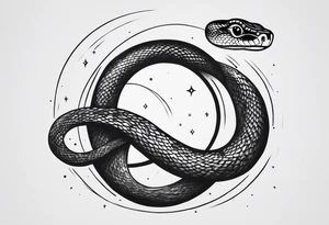 a snake cut i half coming out from black hole tattoo idea