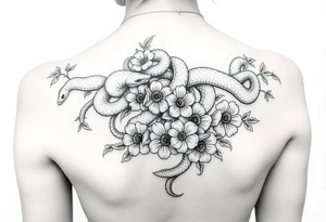 Medusa gangster snakes coming out of hair with flowers and quotes tattoo idea