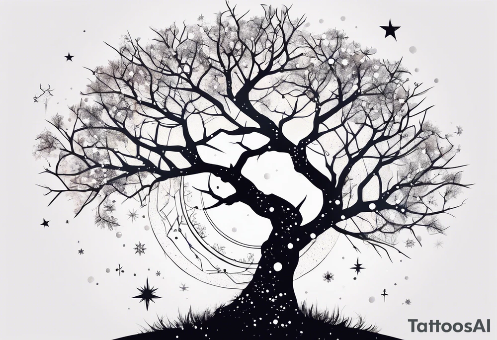 Constellation, tree , snowflake tattoo idea
