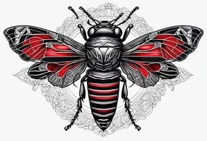 cicada on top of red black gothic design tattoo idea