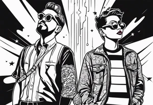 Two people stand above two people they had just shot tattoo idea