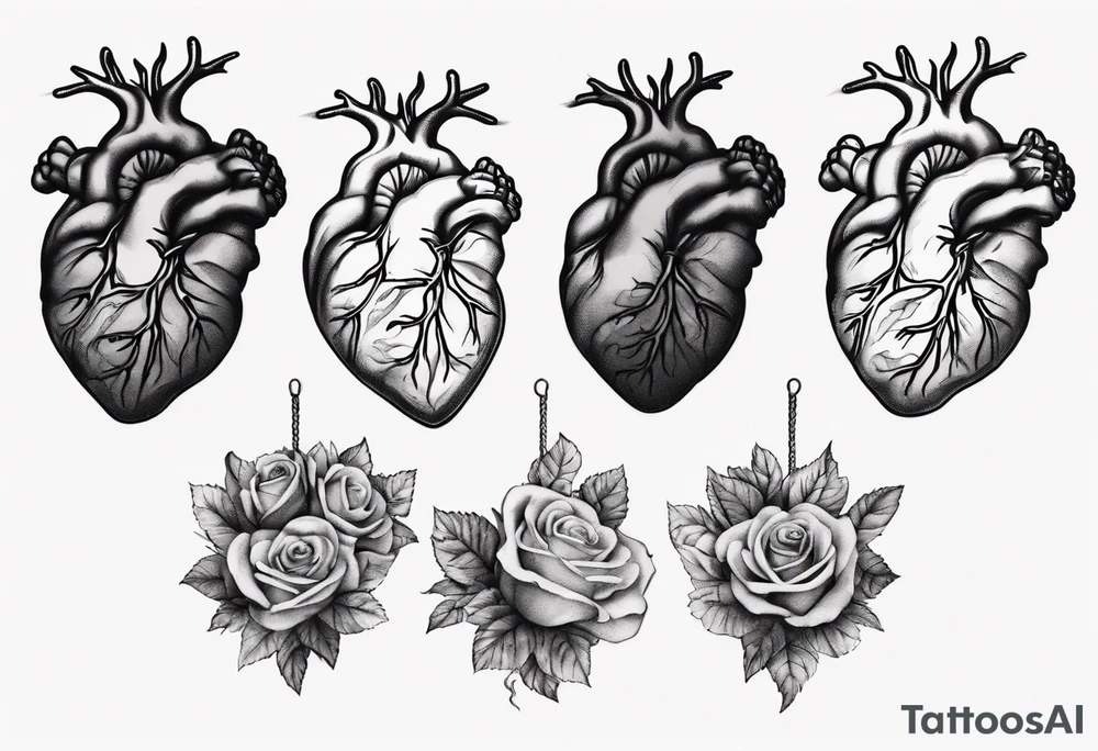 Anatomical heart on a string, anatomical brain on a string tattoo idea