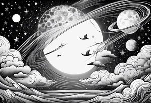 Sky and stars tattoo idea