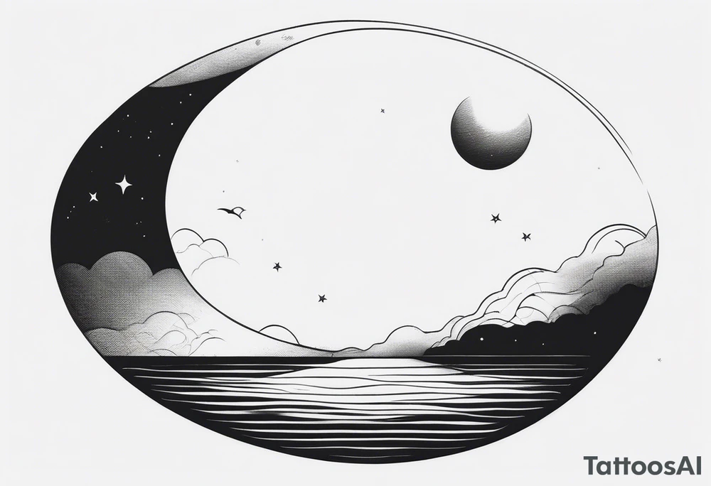 something with the moon and ocean very small half moon maximum 4cms tattoo idea