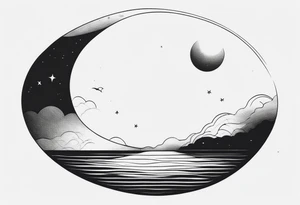 something with the moon and ocean very small half moon maximum 4cms tattoo idea