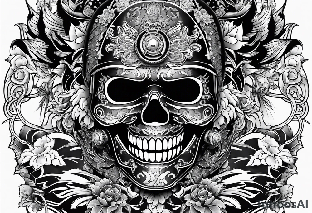 Japanese art, Jason mask, horror tattoo idea