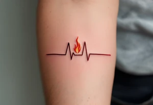 A red EKG line transforming into a small flame at the peak, symbolizing passion and energy. tattoo idea