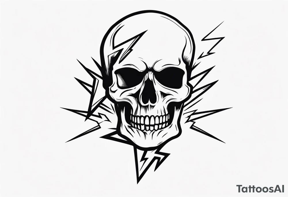 A skull with a lightning bolt striking through it tattoo idea A skull with a lightning bolt striking through it tattoo idea