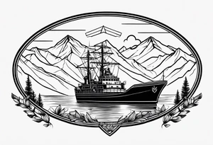 small colorado mountains and a small navy ship tattoo idea