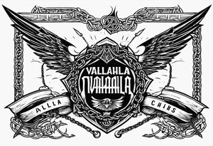 Valhalla sword  fire chains family tattoo idea