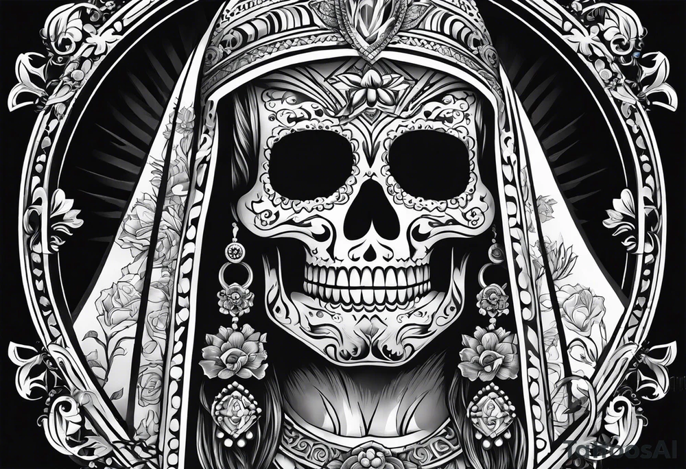 mexican style santa muerte tattoo for chest tattoo idea
