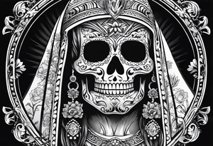 mexican style santa muerte tattoo for chest tattoo idea