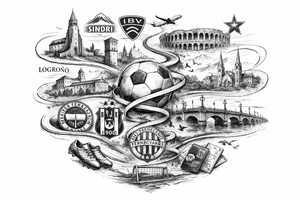 Iceland x3 (sindri, ibv, stjarnan) Italy x2 (Verona, Sassuolo) Spain (Logrono) Turkey x2 (Fenerbahce, Besiktas) Hungary (Fradi) France (Bordeaux) Something to do with football journey, Fine line surreal style tattoo idea