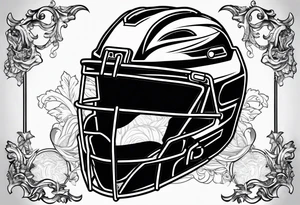 home plate with a catcher helmet on a black background tattoo idea