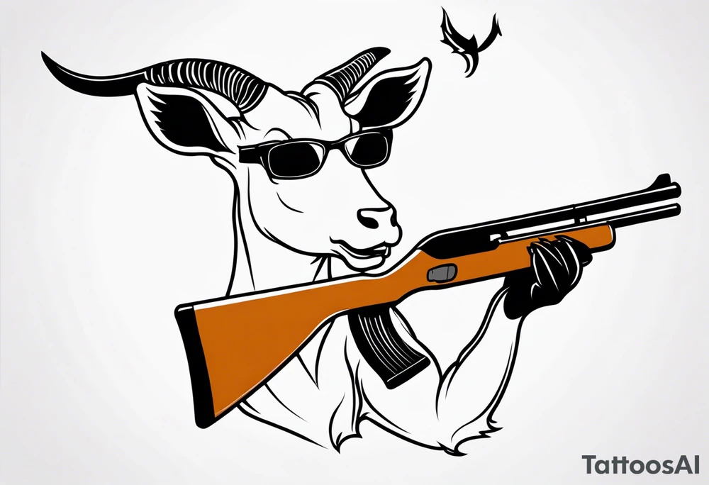 capricorn with sunglasses holding a shotgun tattoo idea