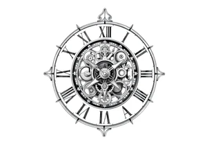 vintage roman numerals within ornate clockwork mechanism tattoo idea