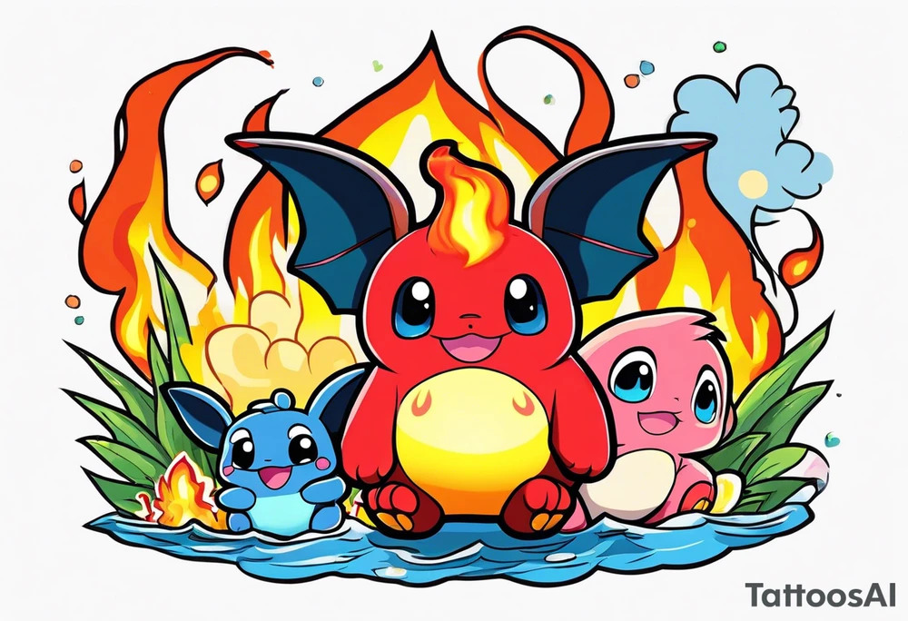 Calcifer, Chimchar, Toothless, Stitch, Kirby, Ponyo tattoo idea