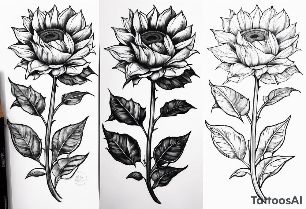 Sunflower, book, flower rose rose & bleu tattoo idea