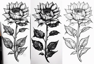 Sunflower, book, flower rose rose & bleu tattoo idea