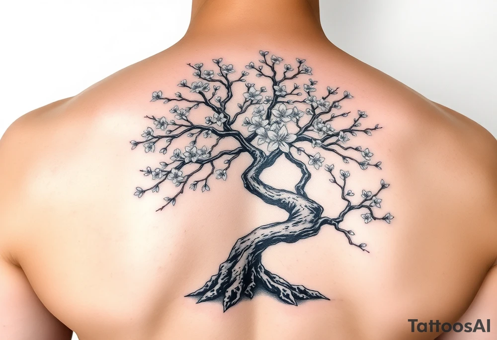 Bonsai weeping cherry blossom tree of life tattoo idea
