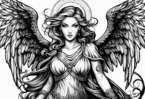 Angel with evil grin tattoo idea