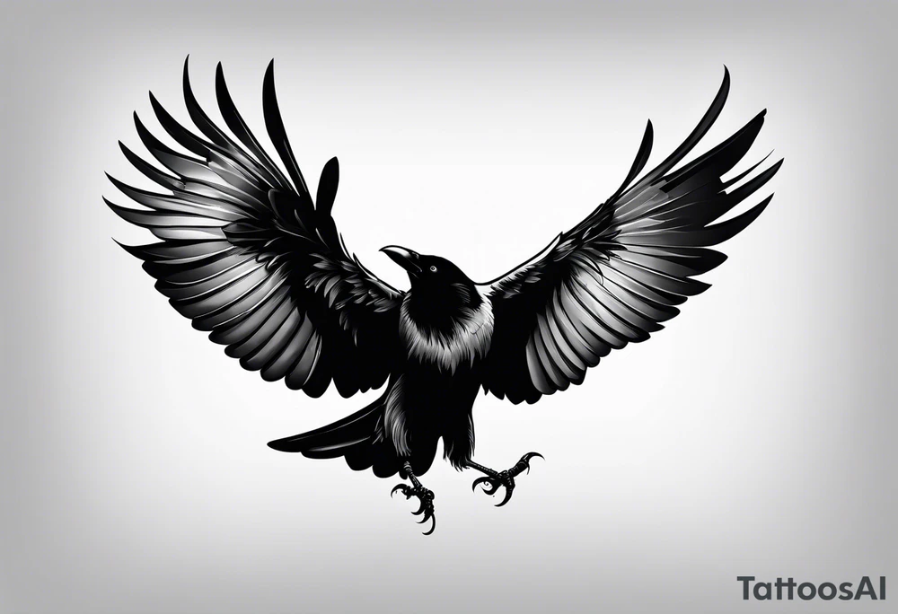 Crow in flight tattoo idea