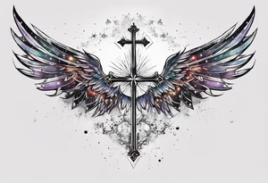 Constellation, wing , snow , cross tattoo idea