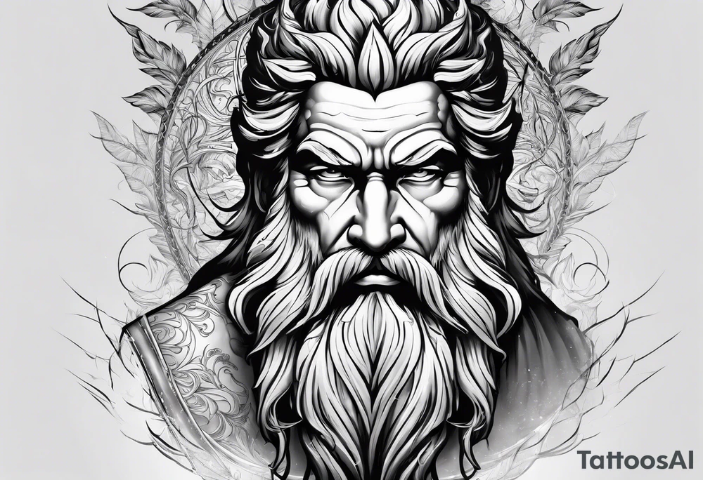 Zeus with lightning, tattoo sleeve tattoo idea