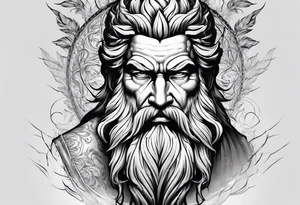 Zeus with lightning, tattoo sleeve tattoo idea