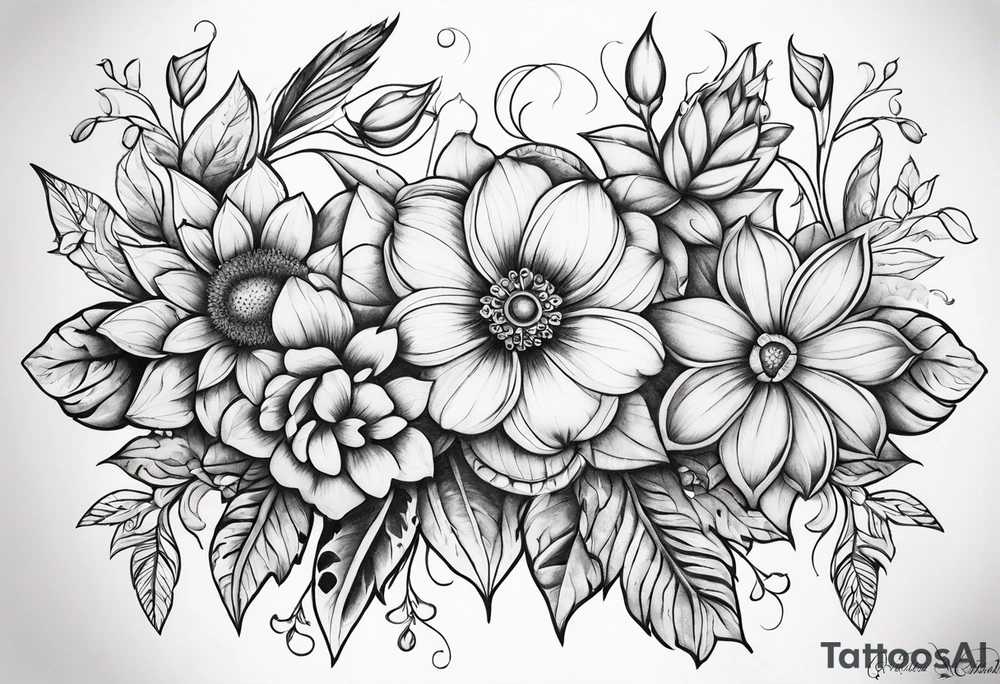 ornaments of flowers tattoo idea