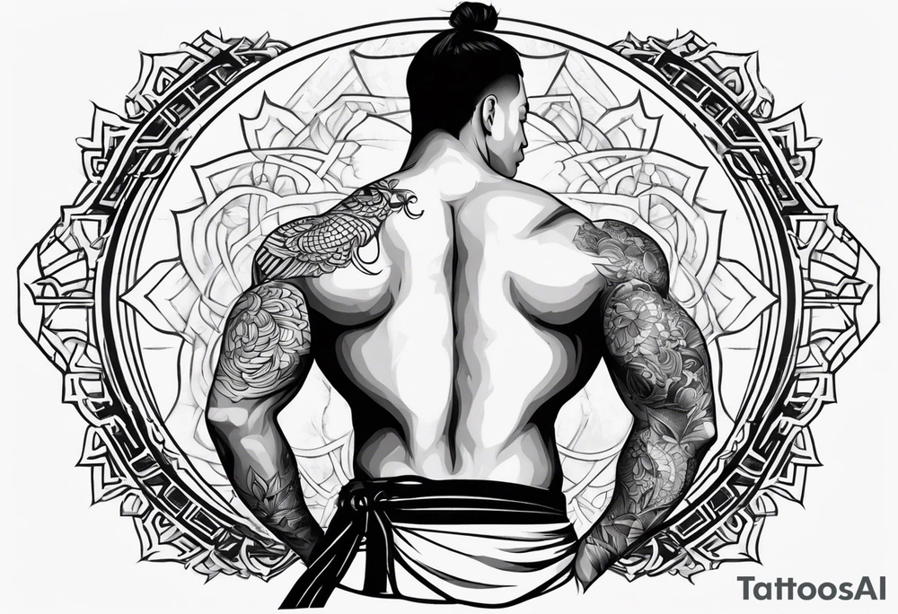 upper back tattoo that represent martial art tattoo idea