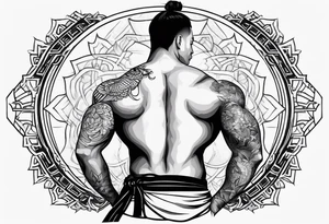 upper back tattoo that represent martial art tattoo idea