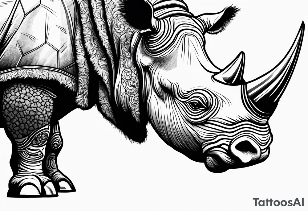 Wooly rhino killing enemy with tusk tattoo idea