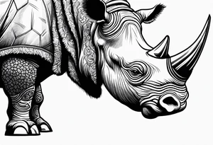 Wooly rhino killing enemy with tusk tattoo idea