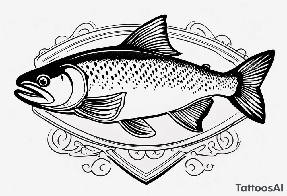 "A small tattoo featuring a lovestruck trout as the main theme, drawn without lines, using only color combinations." tattoo idea