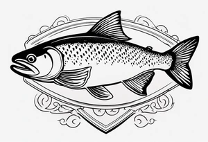 "A small tattoo featuring a lovestruck trout as the main theme, drawn without lines, using only color combinations." tattoo idea