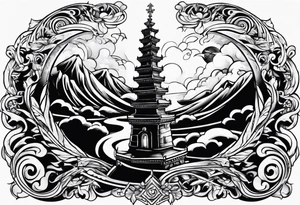 Stairway to heaven shoulder to elbow tattoo idea