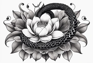 Snake with lotus flower tattoo idea
