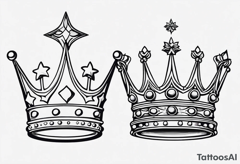 his and her crowns. Crowns only. Simplistic and detailed. fine lines tattoo idea