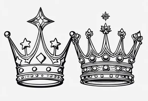 his and her crowns. Crowns only. Simplistic and detailed. fine lines tattoo idea